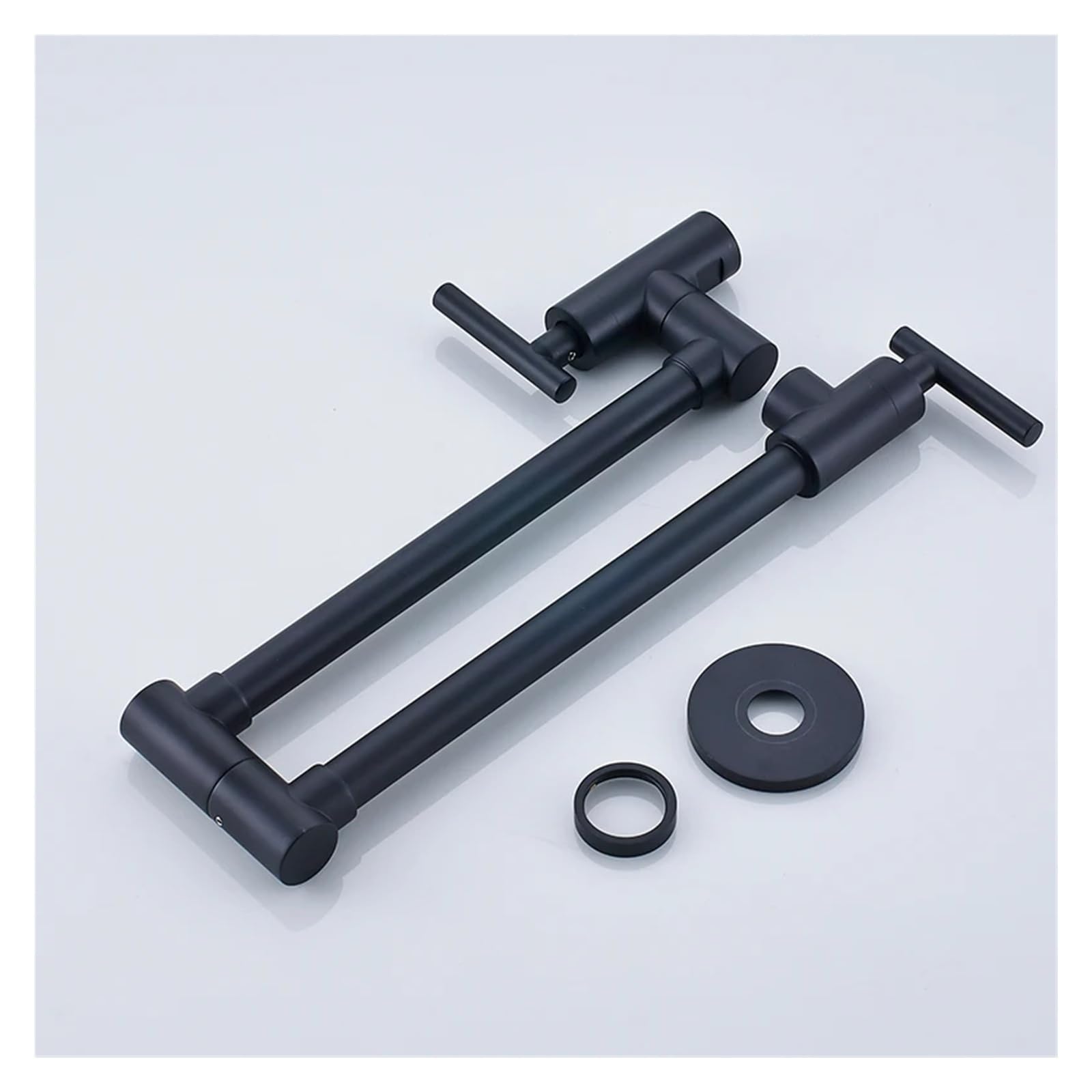 Grifos mezcladores para Fregadero Grifo de Cocina Pared Lavabo baño Agua fría caño Giratorio Plegable tocador latón Ideal renovación (Plata)