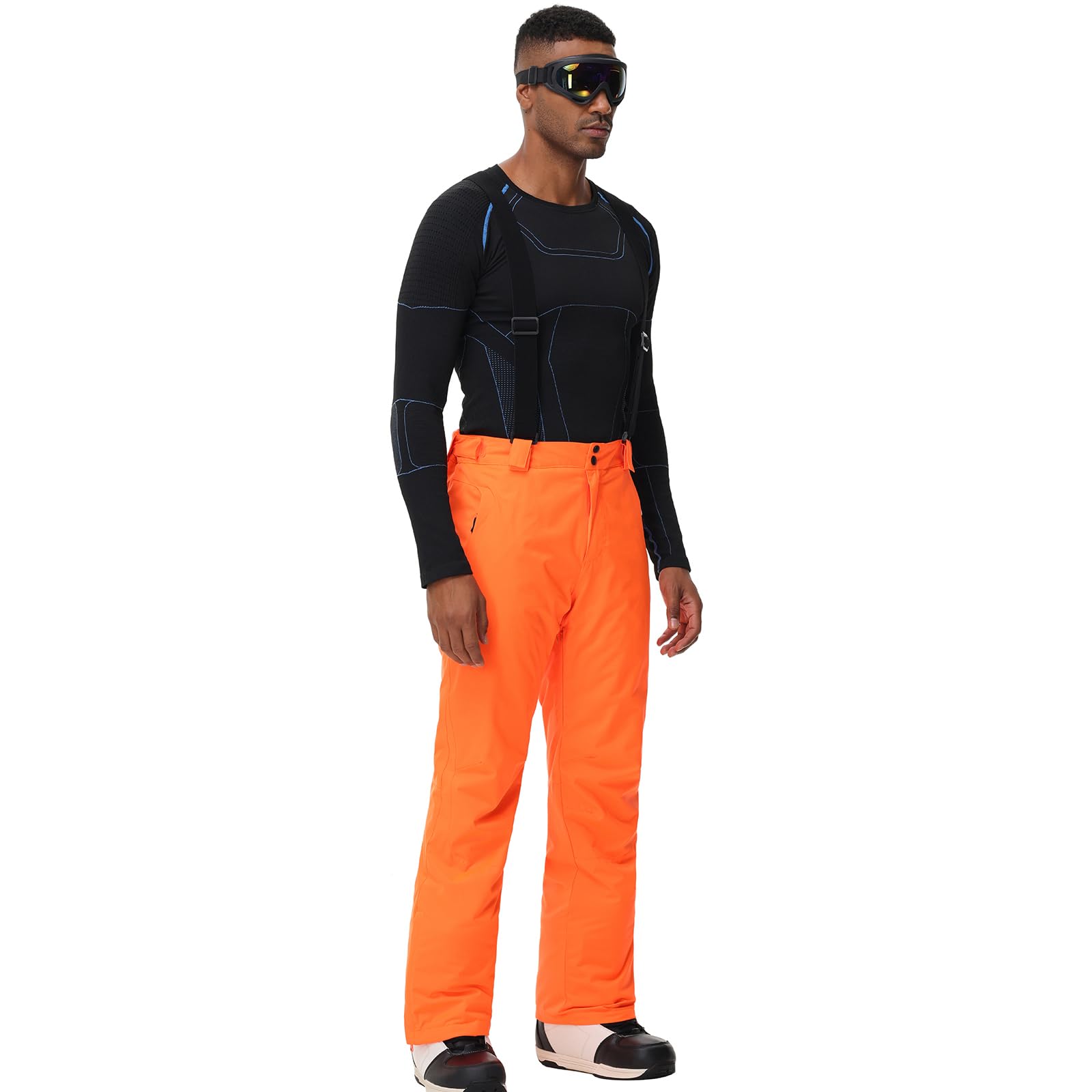 ALSOGO Pantalon de ski pour homme - Imperméable - Coupe-vent - Pantalon de neige - Pantalon de snowboard - Avec bretelles amovibles