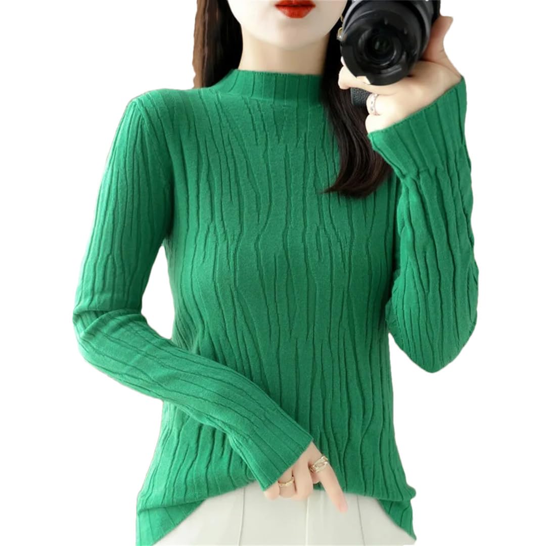 Jesienno-zimowy jednolity sweter damski topy z długim rękawem golf casual slim damski sweter