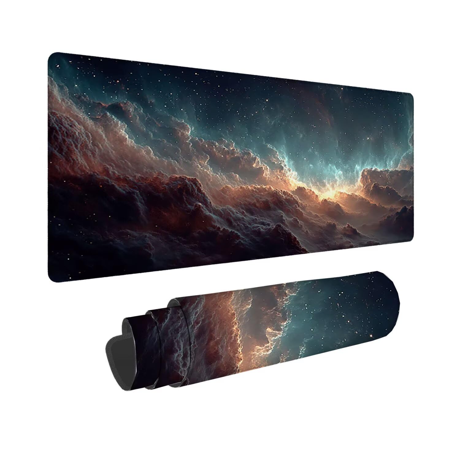 Tapis de Souris Gaming XXL (1200x600mm) - Grand Tapis Bureau Antidérapant Étanche Bords Cousus Caoutchouc Naturel pour Gamer PC Portable Bureau - Précision Vitesse Confort Ciel étoilé Abstrait G-856
