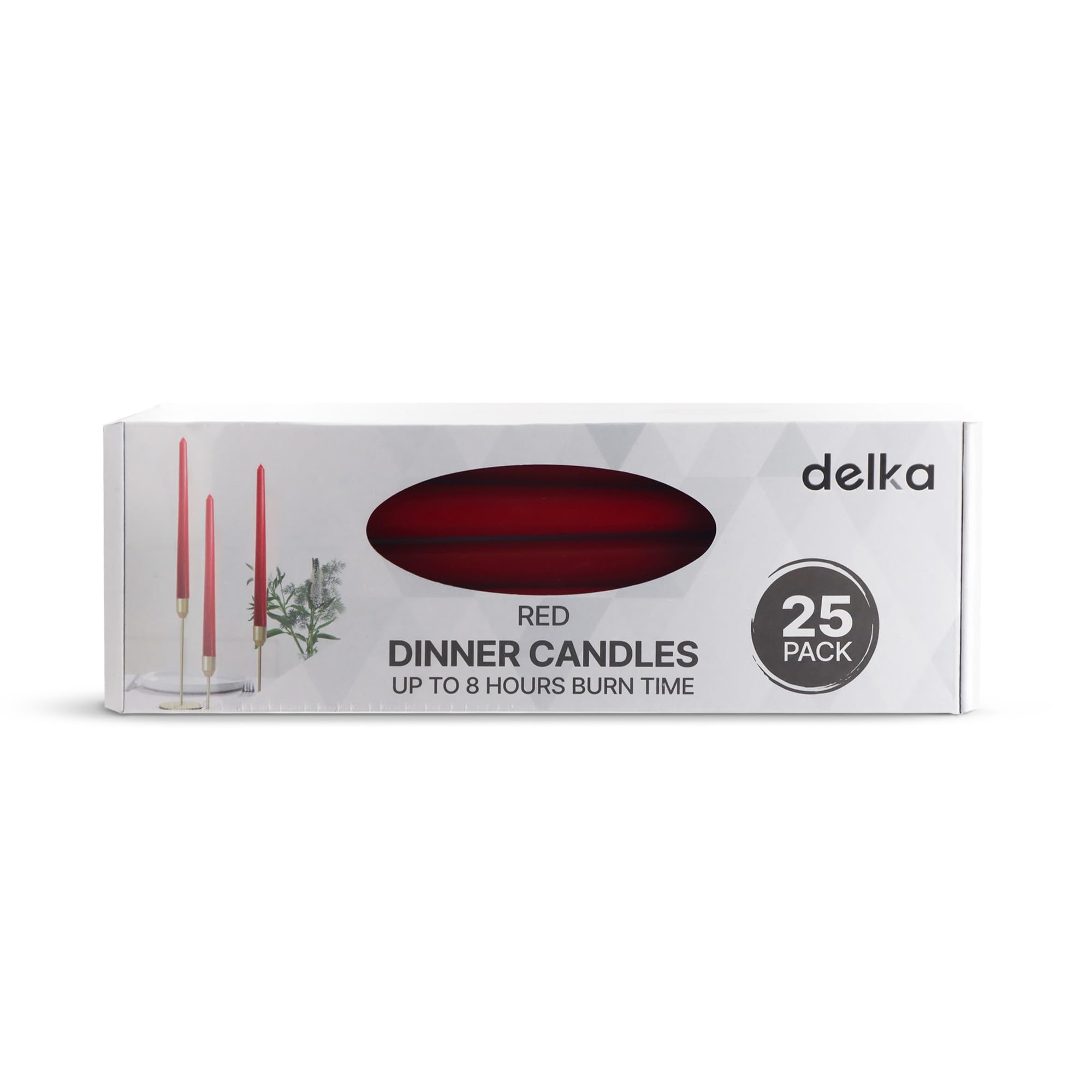 delka Tapered Dinner Candles – Long Burn 8 Hours, Unscented, Dripless, Smokeless – Elegant Table Candles for Weddings, Home Décor, Parties, Events & Holidays