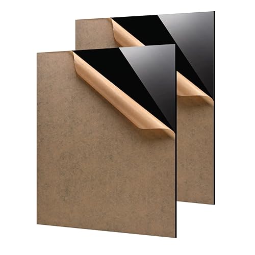 KINLINK Hojas acrílicas de 12 x 16 pulgadas, hojas de plexiglás negro de 18 pulgadas (0.118 in), tablero de plasitc negro con papel protector para