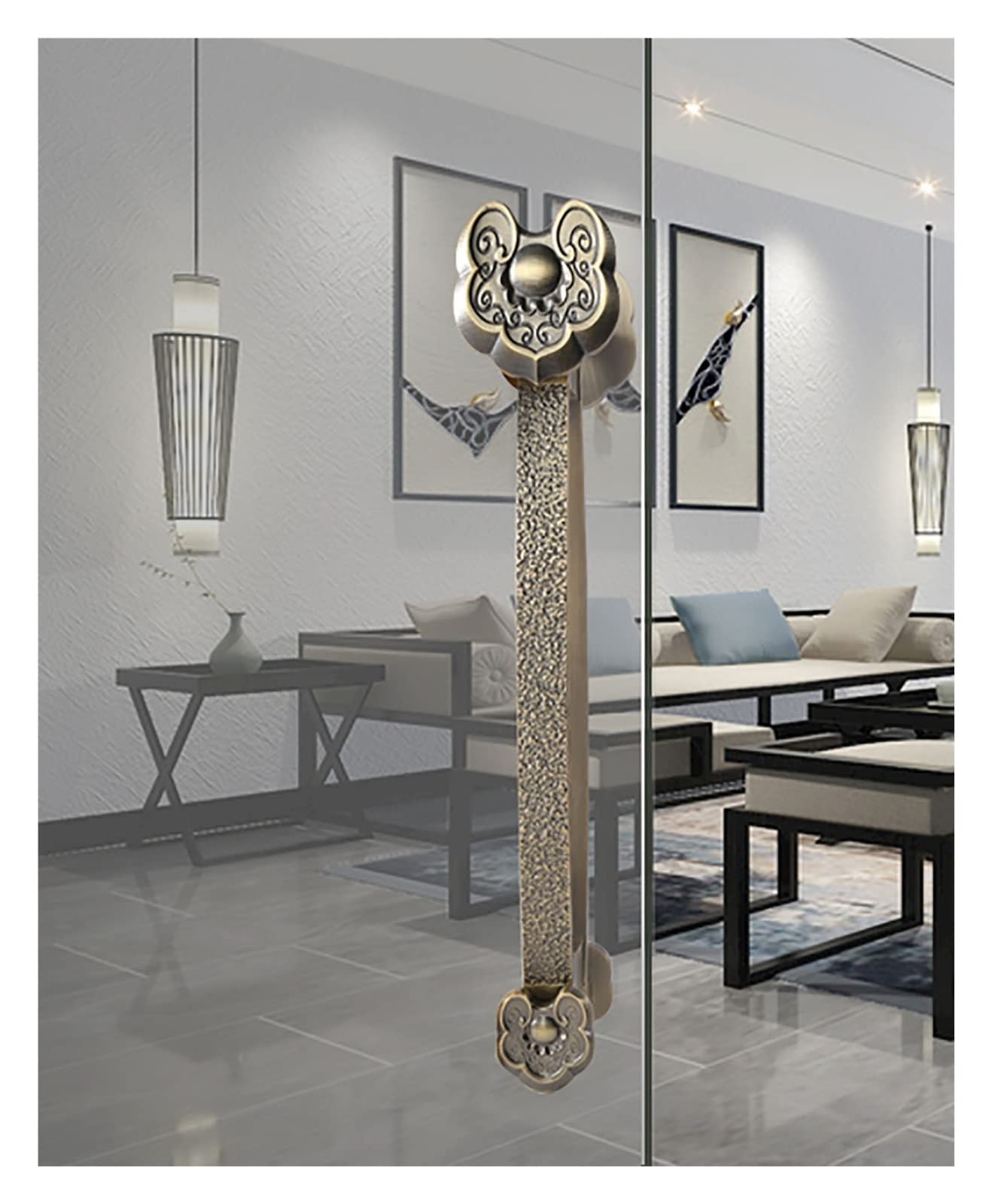 Moqlkzpyi One Color Barn Door Handles Sliding Pull, Rustic Metal Sliding Barn Door Handle 16-47 Inch Double Sided Push Pull