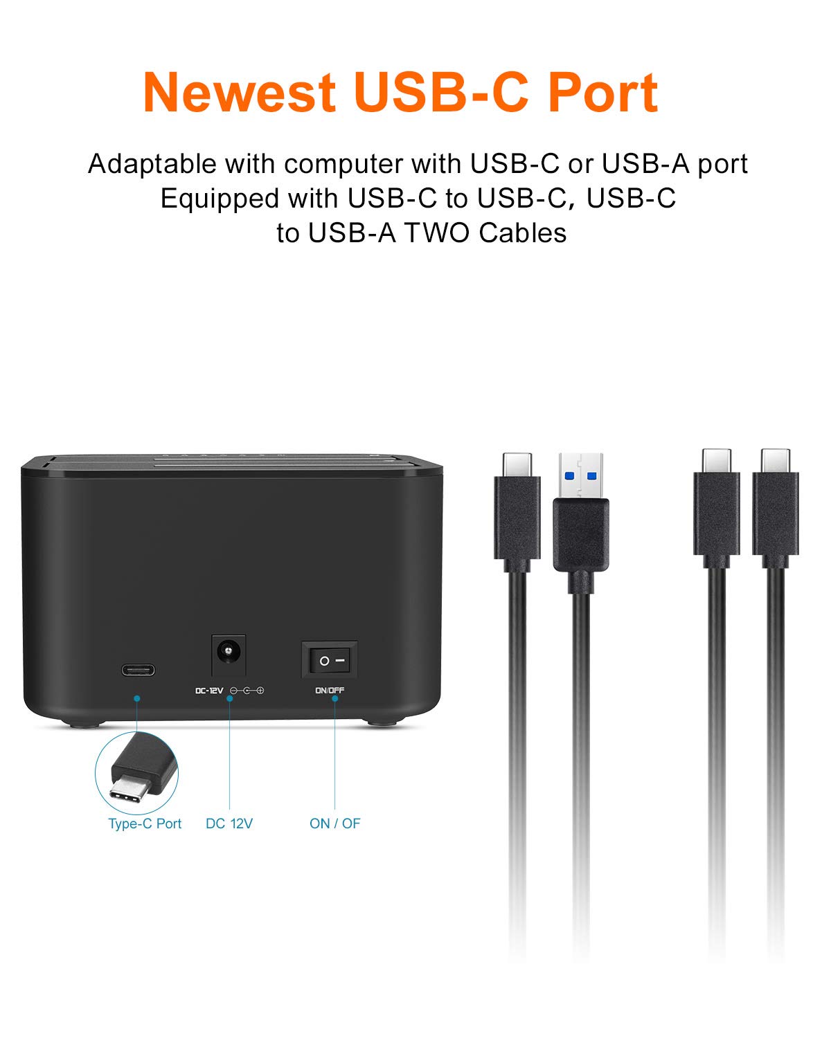 Buy Alxum USB C & USB A Hard Drive Docking Station, Two Bay Type C USB