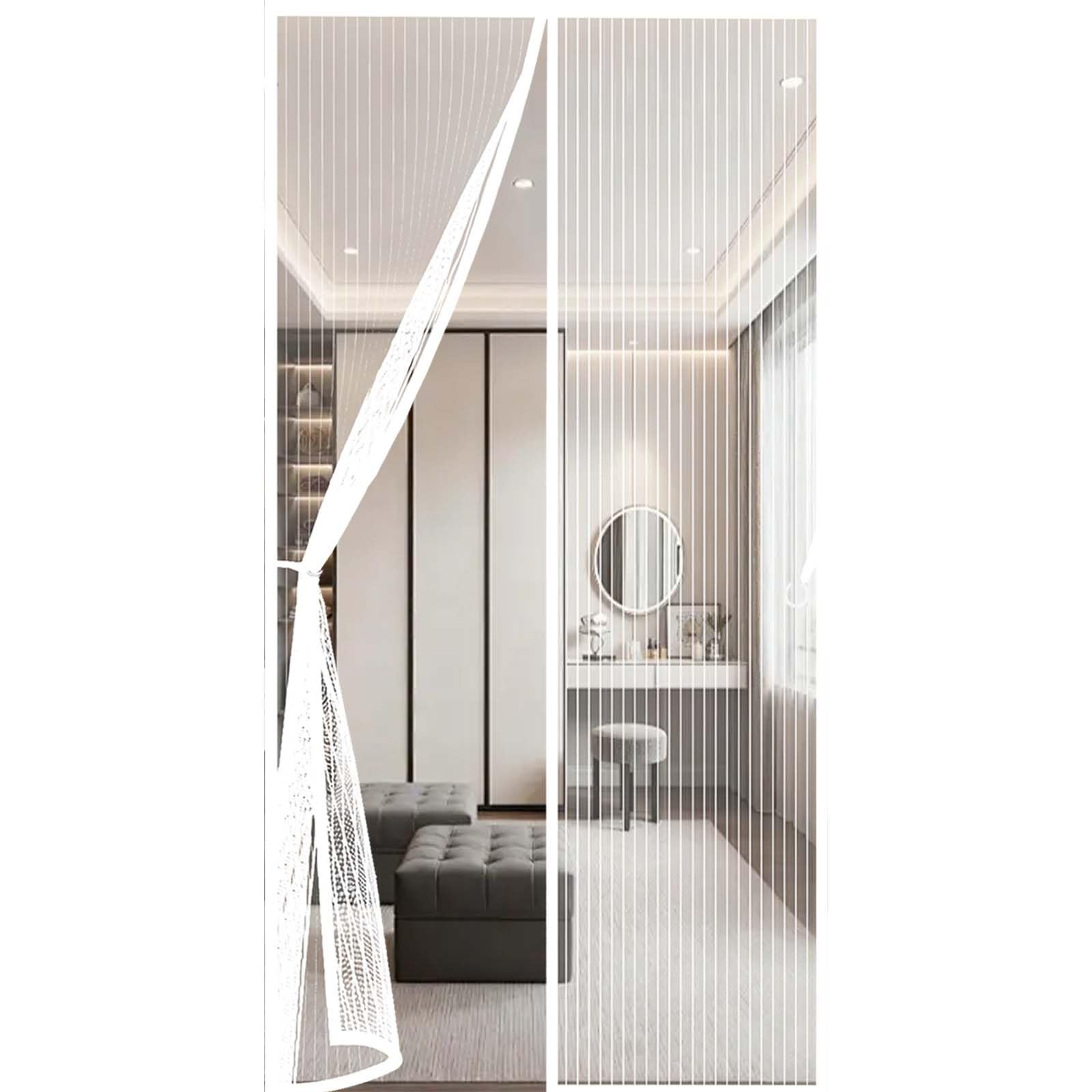 Feijdon White Magnetic Door Screen 121 X 204 Cm Powerful Magnets And Full Frame Magic Tape, No Drill Installation Magnetic Fly Screen Door Curtain Lets Fresh Air In, Hundreds Of Sizes,