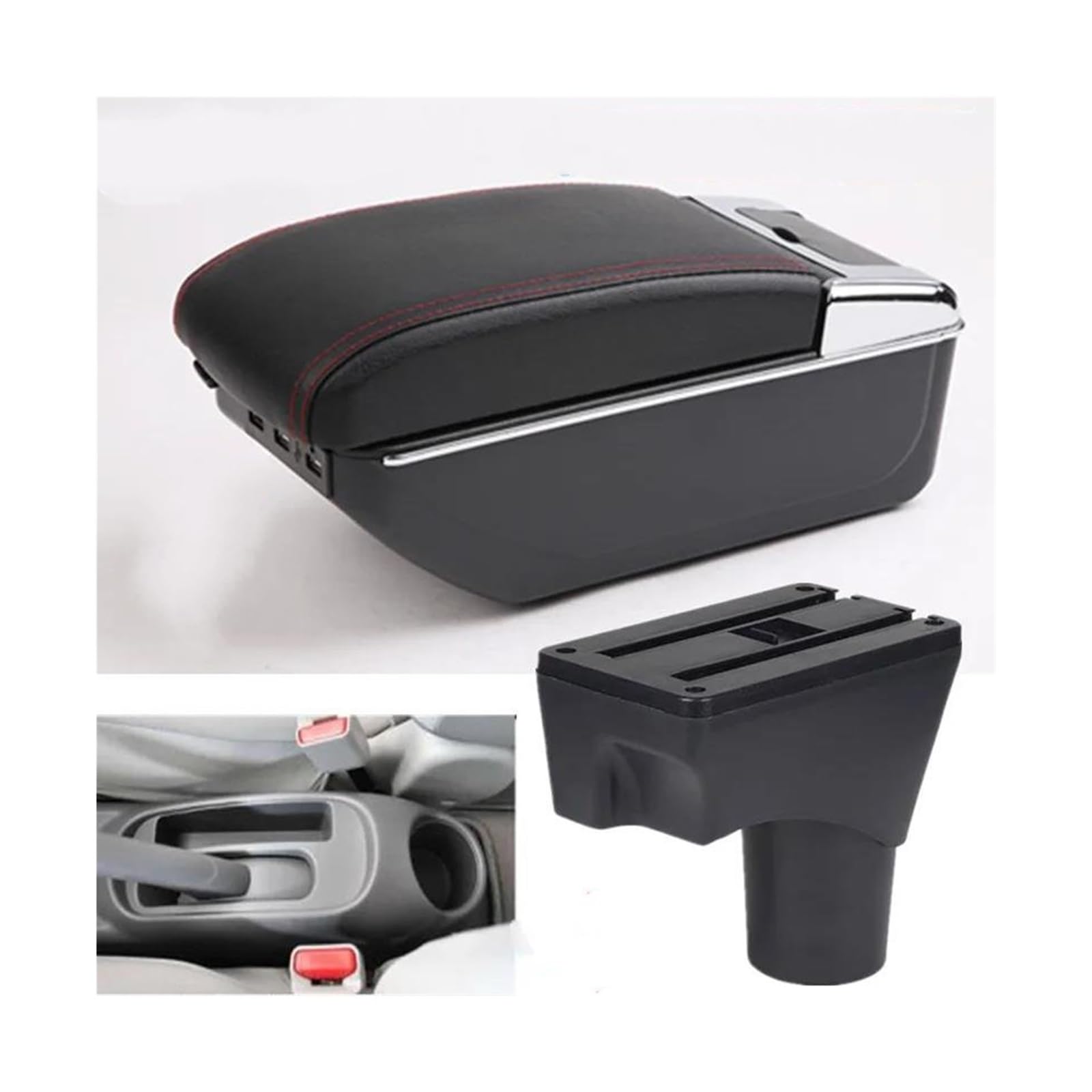 Armrest Box For Nissan For Sunny For March For Micra K13 MK4 IV Car Armrest Storage Box 2010-2022 Parts Car Accessories(C1 red line 7USB)