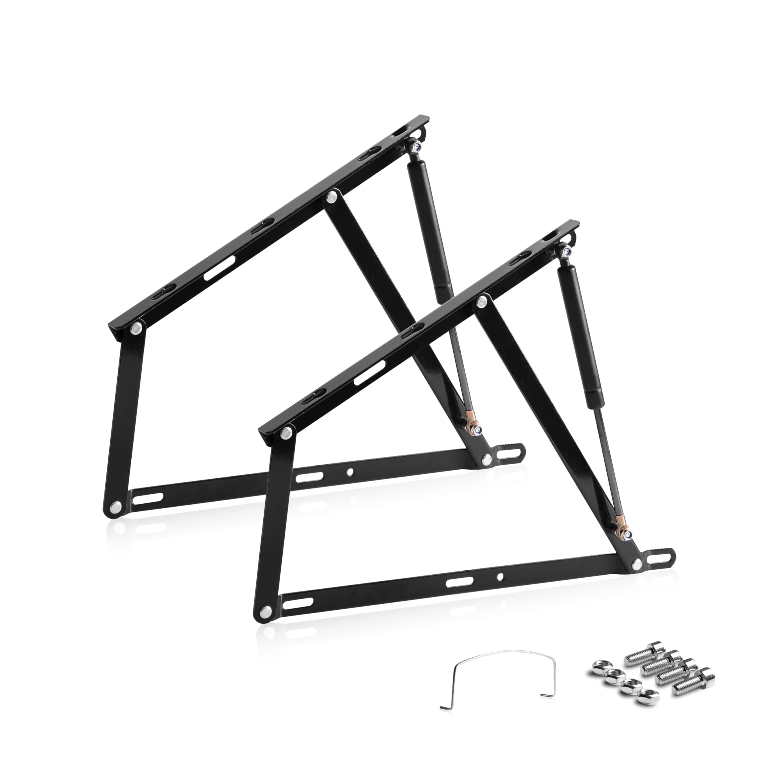 Pack 2 Hidraulicos de 1100NW + Arco de Agarre, Juego de 2 Bisagras para Canapes Abatibles, Negro