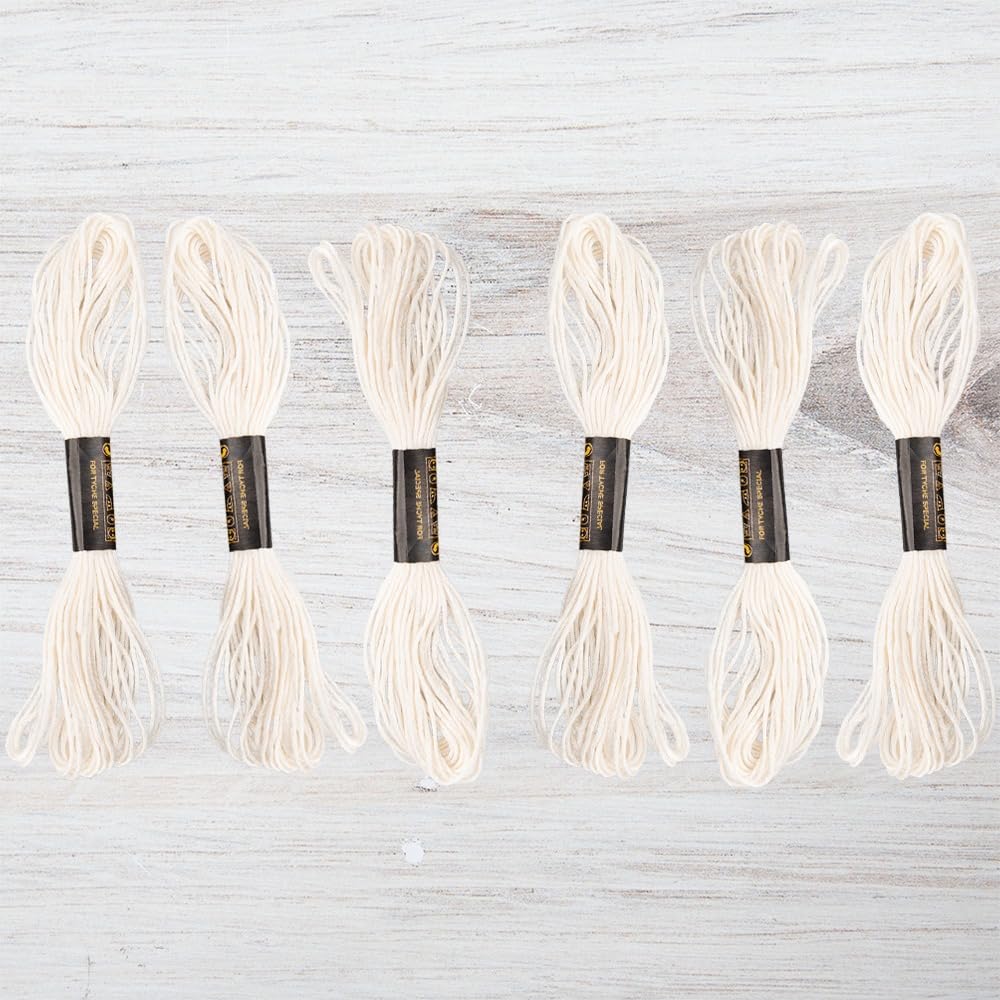 Embroidery Floss Pack – 6 Skeins, 8.7 Yards Each – Cream Embroidery Floss for Needlework, DIY Bracelets, Crafting, Weaving