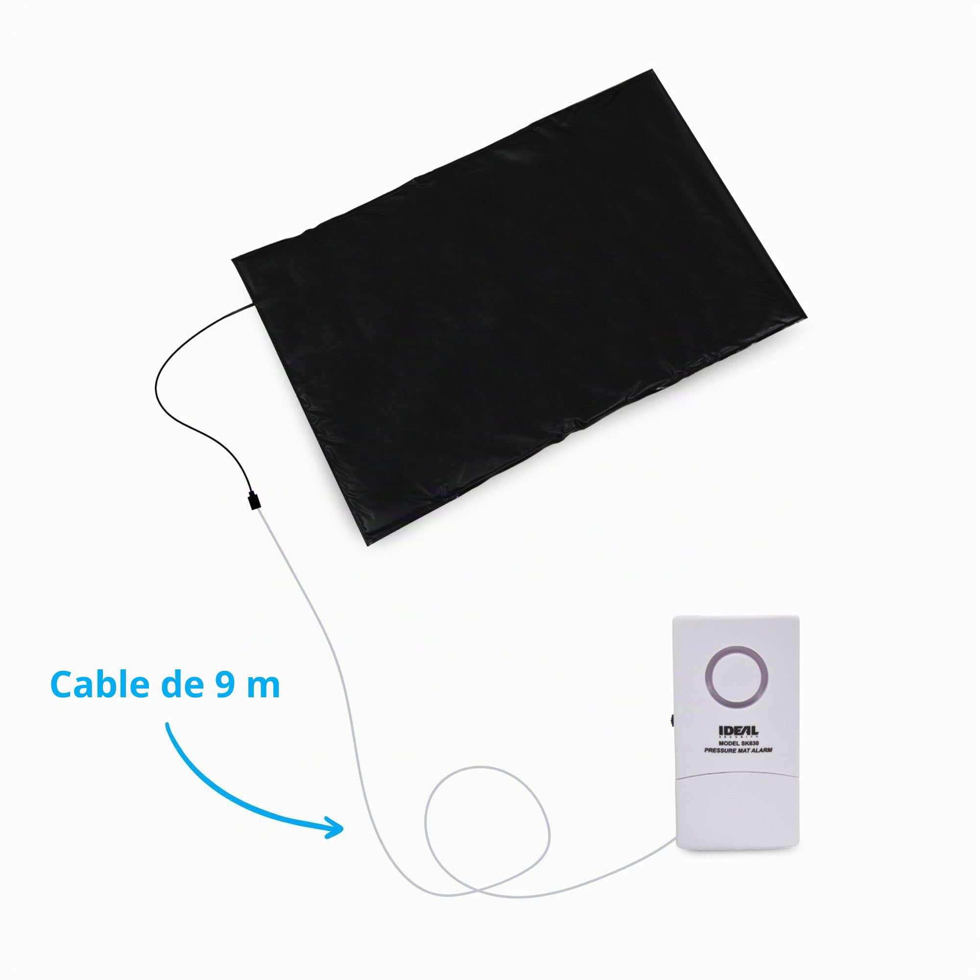 Sistema de alarma para el hogar con tapete de presión Ideal Security: alarma con cable y timbre, anti-vagabundeo, tapete de bienvenida y tapete para mascotas.