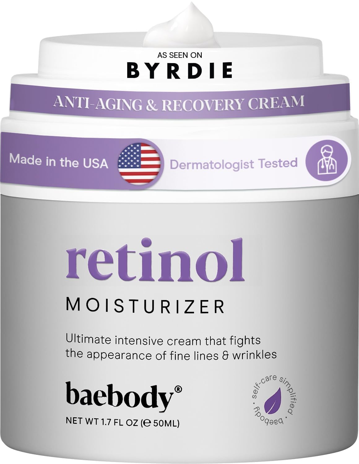 Baebody Made in USA Retinol Cream for Face - Anti Aging Face Cream for Fine Lines and Wrinkles - With Jojoba Oil & Vitamin E - Beauty Gifts for Women (50 ml/1.7 fl oz)ClimatePartner certified