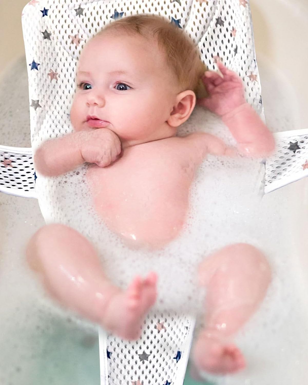 Sièges de bain pour bébé,1 pcs Hamac de Bain pour Bébé,Coussin de Siège de Bain Bébé,Filet de siègeDe Bain Antidérapant, Antidérapant Hamac de Bain Pliable Filet de Bain pour Bébé 0 à 36 Mois