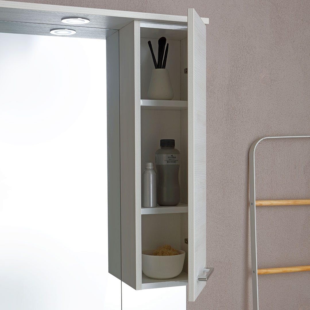 Kiamami Valentina Mueble de baño de pie 85 cm en Roble Blanco Efecto Madera