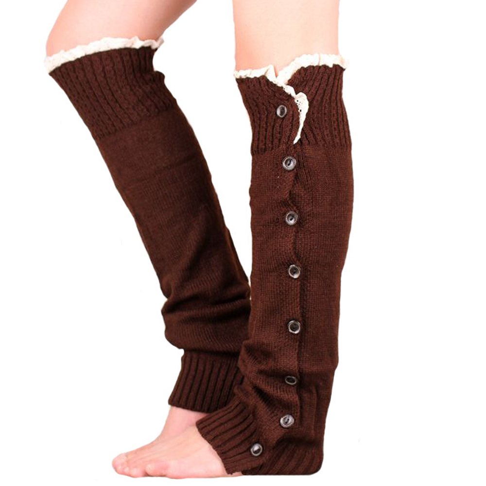 Metyou Women's Coffee Knit Warmers Knee High Boot Socks Winter Boot Warm Socks Knit Boots Cuffs For Christmas