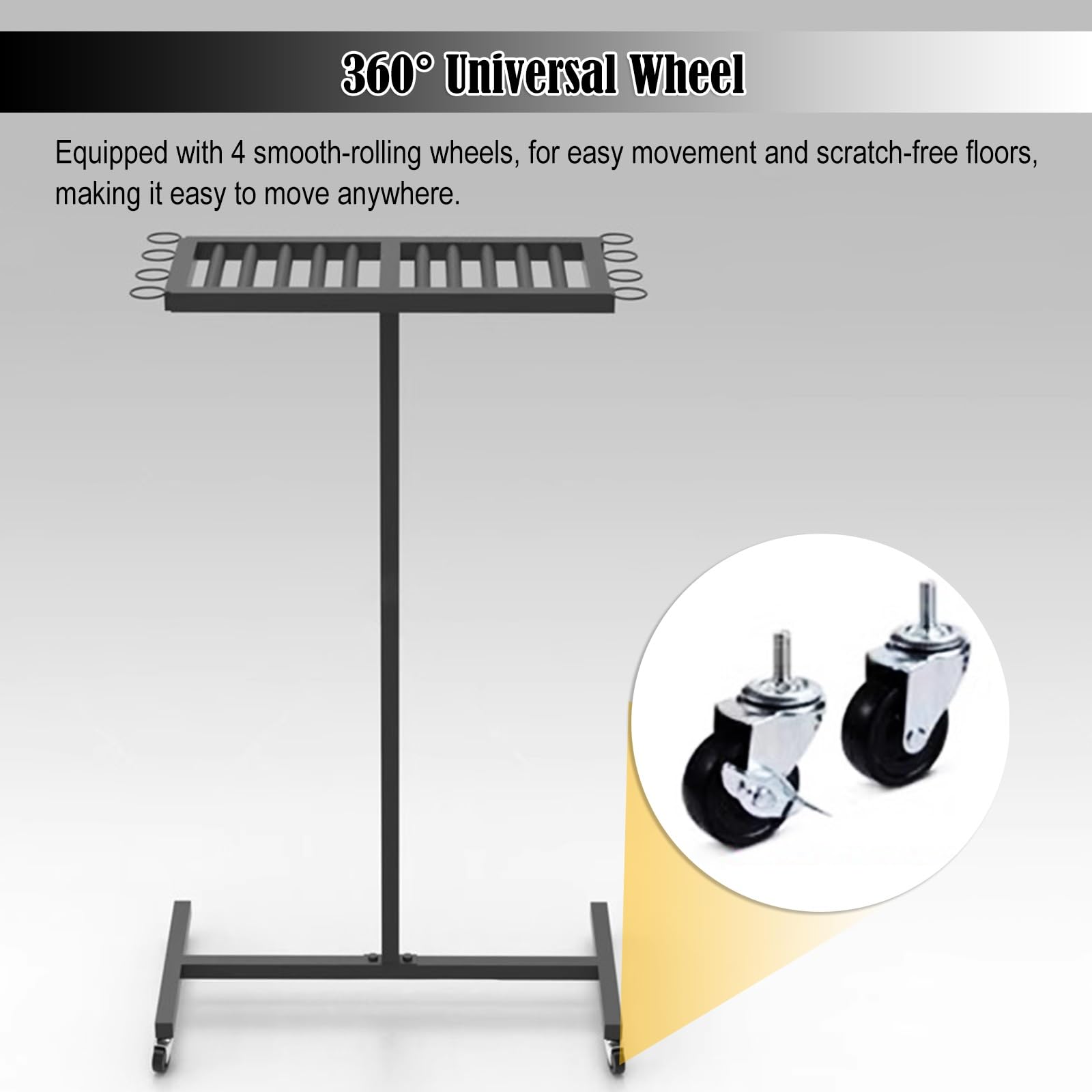 Carrello portaoggetti per Paddle da Ping Pong Commerciale, Supporto per Racchetta da Ping Pong rotolante, scaffale con Ruote, espositore per Palline in Metallo Nero per