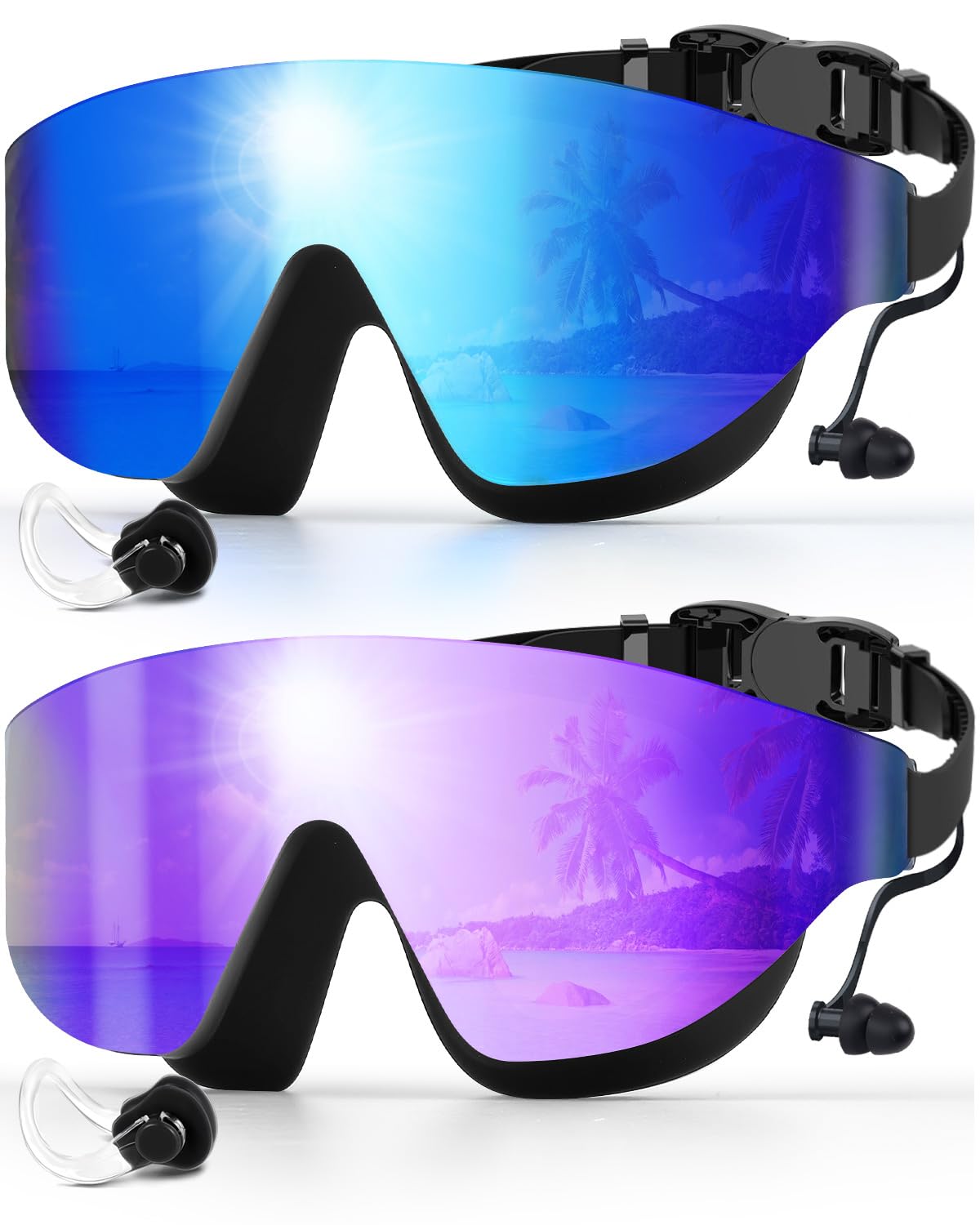 Zoomsnail Swim Goggles, Frameless Wide View Swimming Goggles, Anti-Fog Anti-UV No Leaking Pool Goggles for Men Women Adult