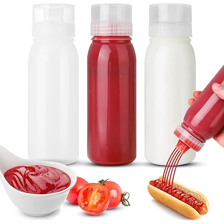 3-Pack Porous Condiment Squeeze Bottles with 5 Hole Caps