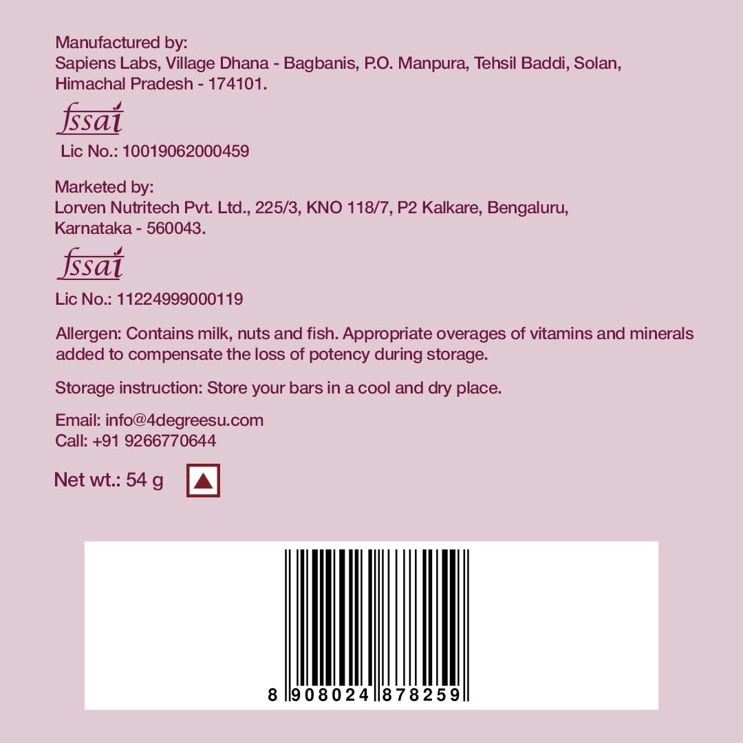 4 Degrees of U Women’s Wellness Protein Bar, 5g Marine Collagen | 12g Protein with No Added Sugar | 10g High Fibre, Calcium & Vitamin D3 | Pack of 1 (54g) — Amazon image 9