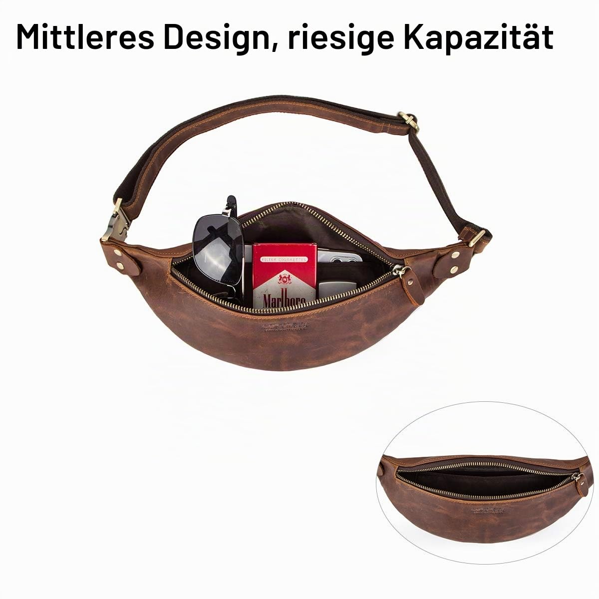 CONTACTS Gürteltasche Bauchtasche Hüfttasche mit Reißverschluss Geeignet für Reise Wanderung und Outdoor-aktivitäten für Damen/Herren (Kaffee)