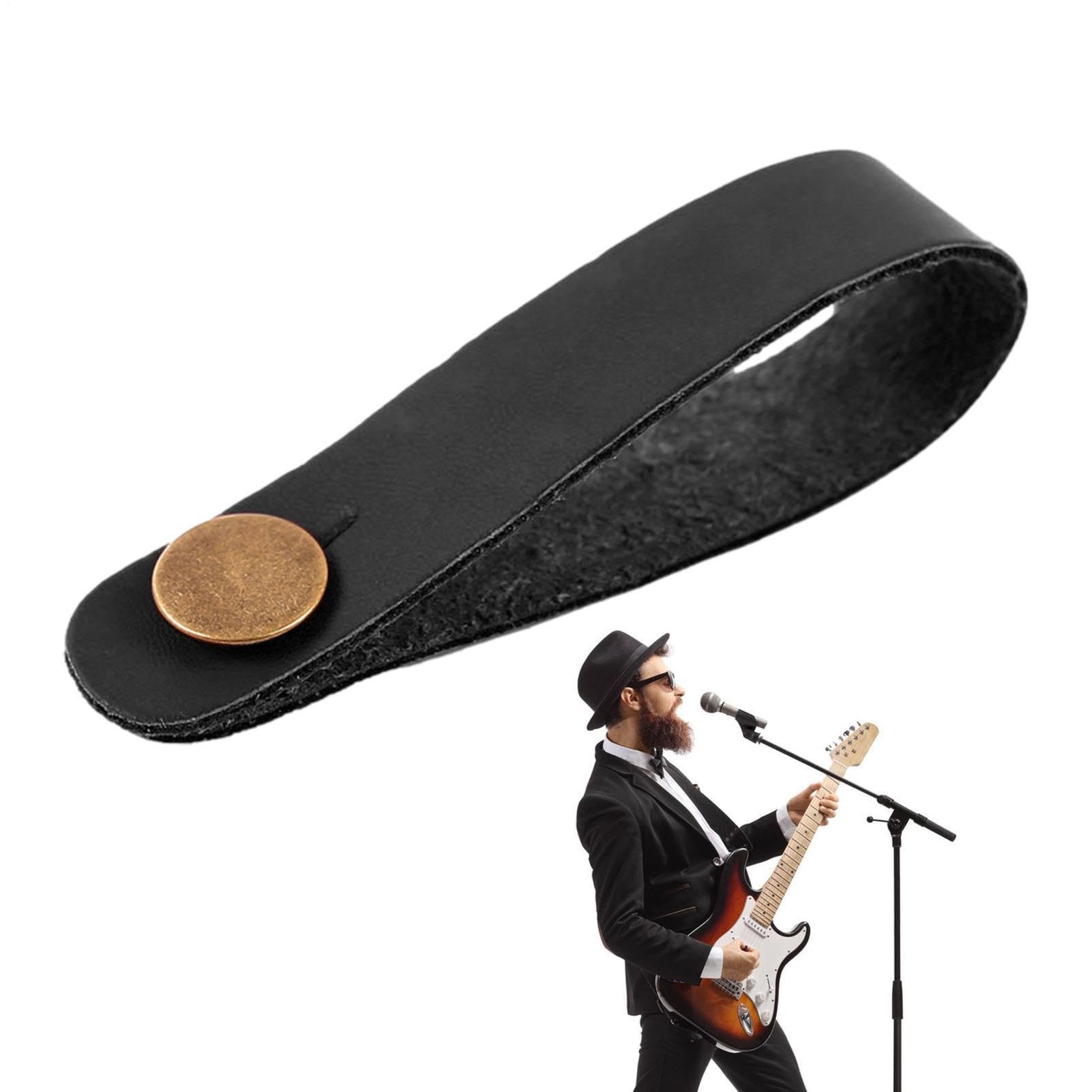 Correa para cabezal: bloqueo de amarre de guitarra de 19,5 cm, correas adaptadoras de cuello de cuero PU livianas para mandolina de bajo y ukelele folk acústico, envoltura de conector de botón