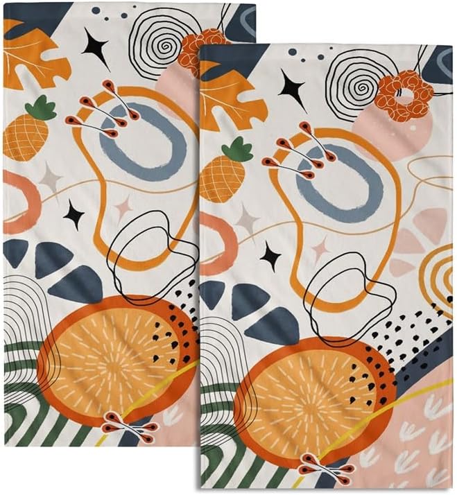 Giwawa Toalla de mano moderna abstracta bohemia naranja verde toalla minimalista portátil cocina paños de cocina para baño, hotel, gimnasio y spa,