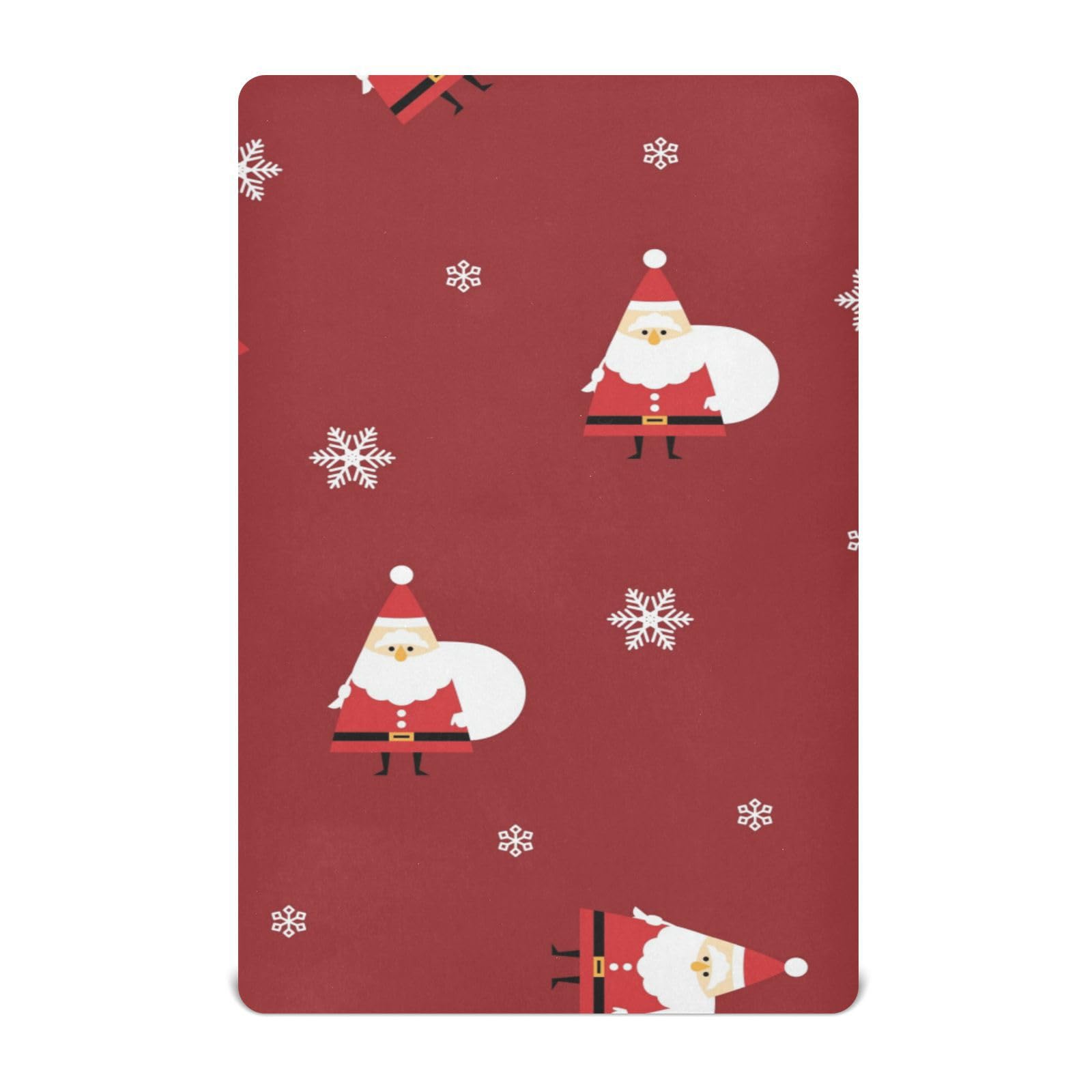 Moudou Christmas Santa Claus Playard Sheet for Boy Girls, Soft Breathable Fitted Toddler Sheet for Standard Playard Bed Mattress, 39 x 27 x 5 Inch