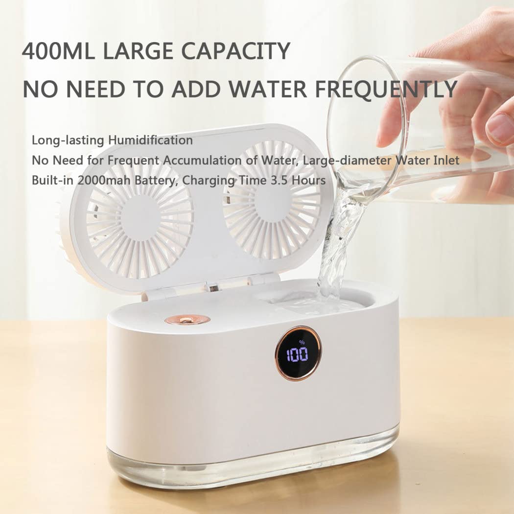 Mini Condizionatore Portatile con Porta USB, Climatizzatore, Ventola con Serbatoio dell'Acqua Grande da 400 ML, Umidificatore e Purificatore d'Aria per Ufficio,Hotel,Garage,Casa,Verde