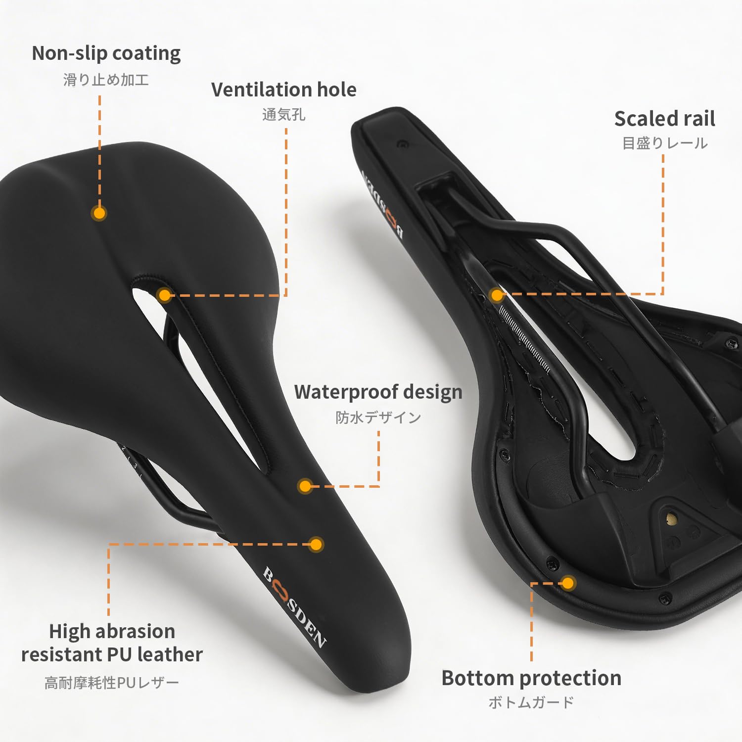 BOOSDEN Sella Bici Comoda,Sella Bici da Corsa, Anti-Prostatic MTB Saddle, Ideale per Mountain Bike, Bicicletta da Strada, Bicicletta da Allenamento, Nera,Marron,Bianco