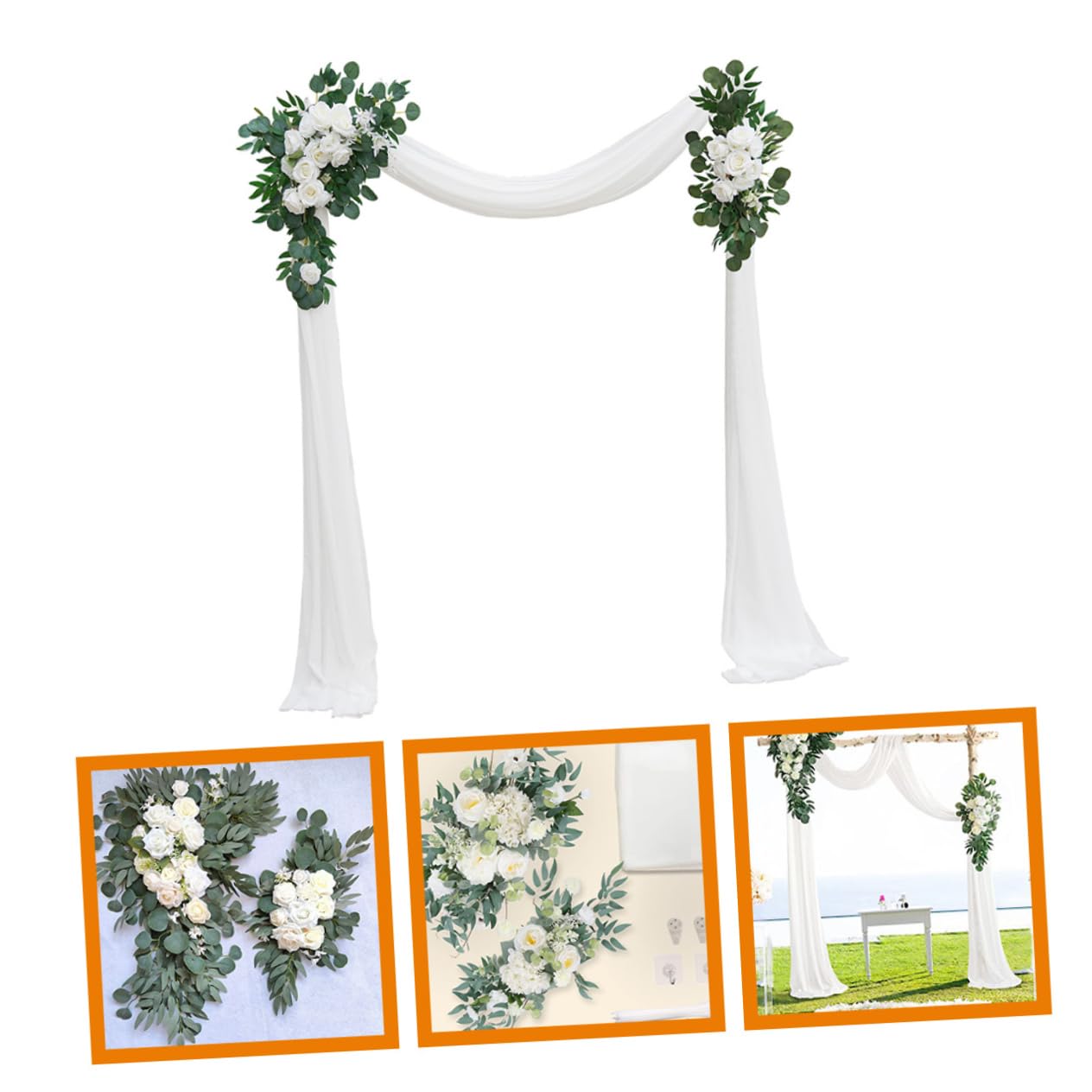 MAGICLULU Künstliche Blumengirlande 1 Satz aus Seidenblumen und Gauze Weiß | Hochzeitsbogen, für Tischmitte, Pflegeleicht, Natürliche Optik, Bleibt Lange Schön