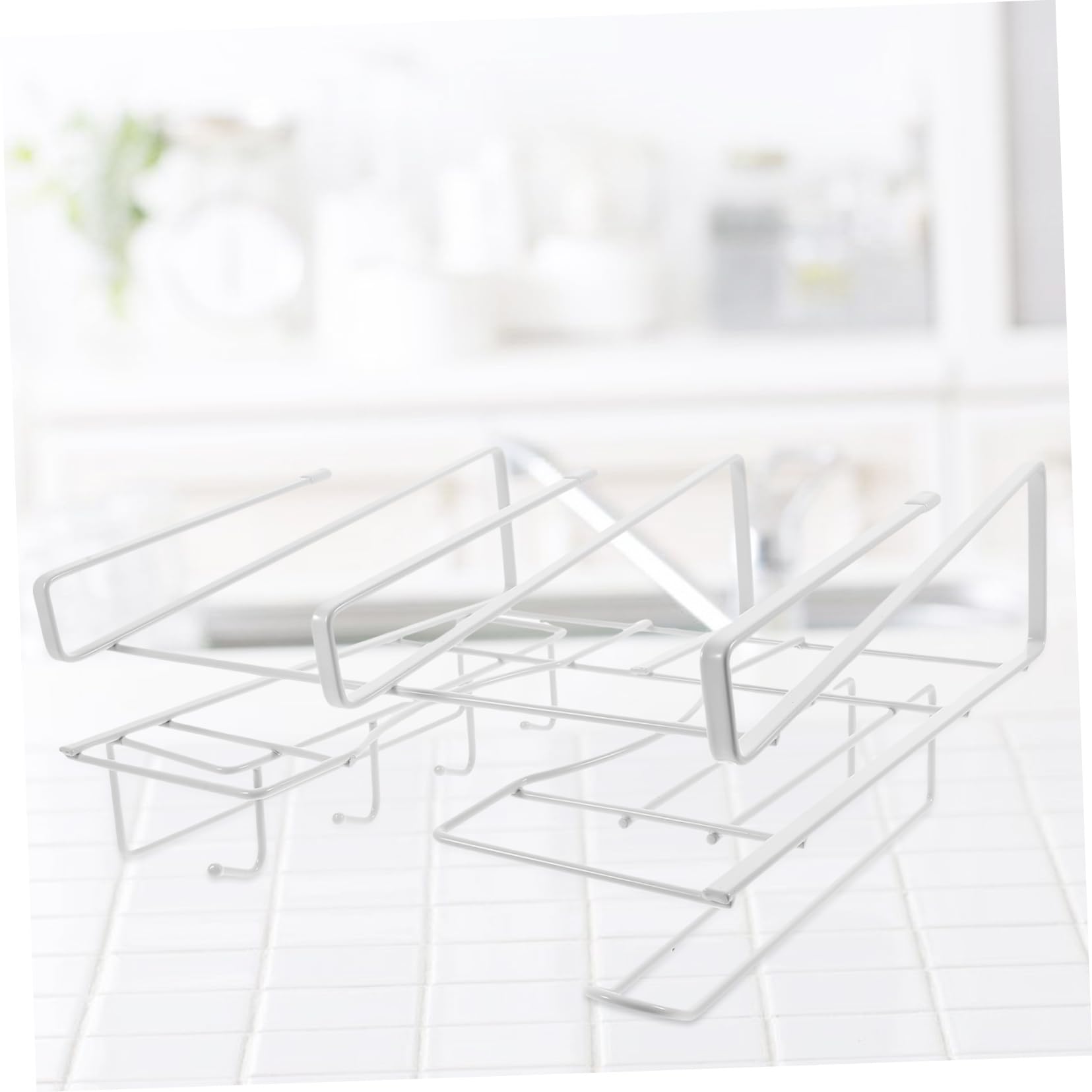 Porta Utensili da Cucina Sottopensile in Ferro Bianco, Design senza Fori, Portata Elevata, per Cucchiaio e Utensili, per Casa