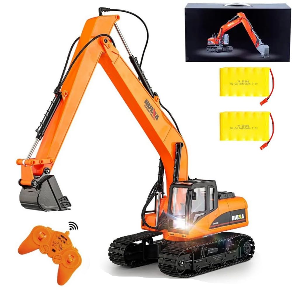 DIJIUCL Huina RC Digger 1/14 Scale Remote Controlled Excavator with Longer Extended Arm Construction Engineering Vehicle Toy Car