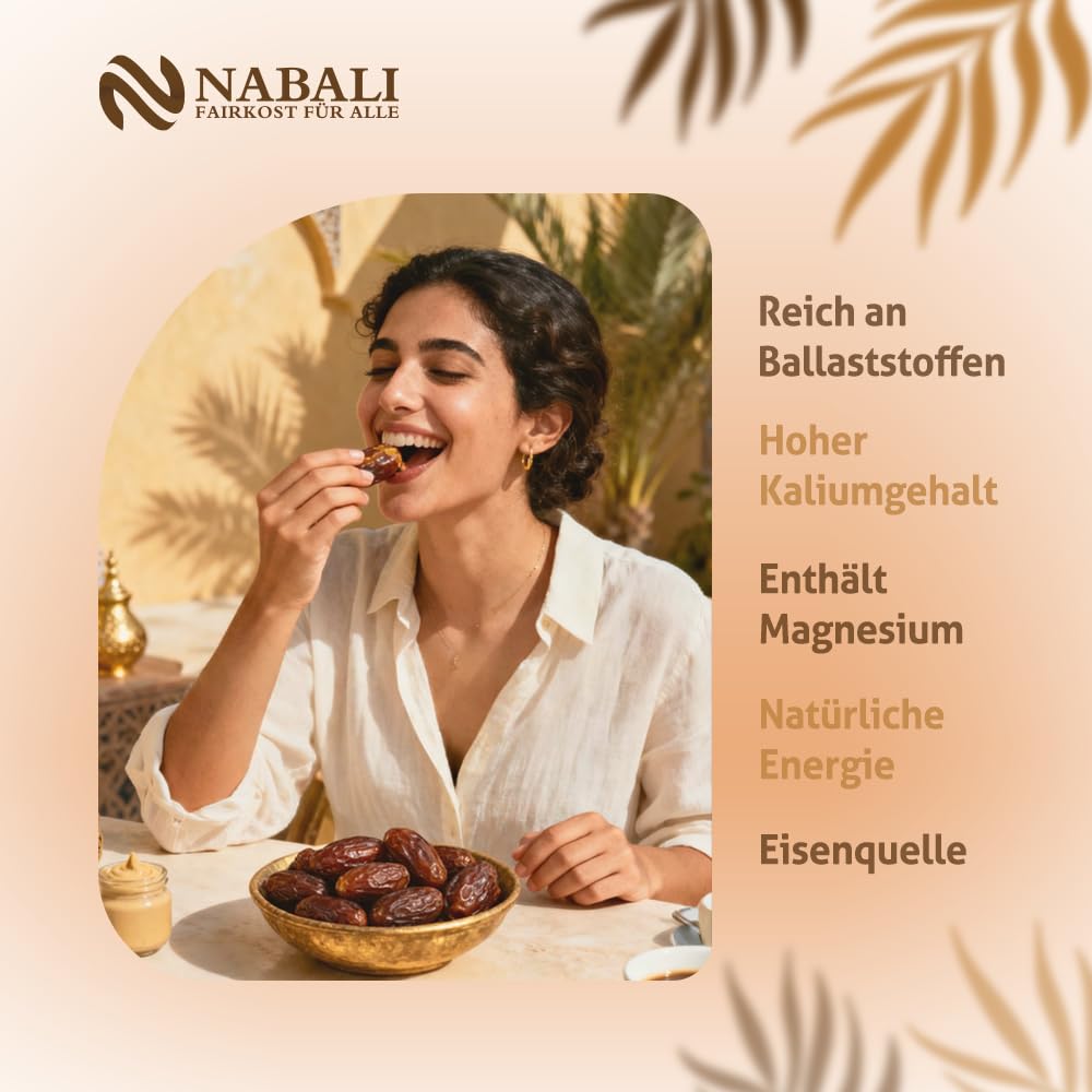 NABALI FAIRKOST Jumbo Medjool - Medjoul Datteln Delight Premium Qualität I 100% natürlich aromatisch frisch & vegan I Medjool Datteln ohne Konservierungsstoffe honigsüß & karamellig (5kg (1er Pack))