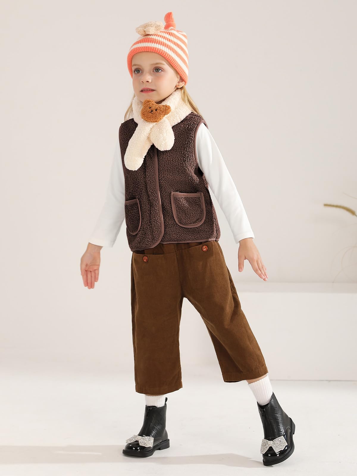Naiyafly Gilet d'hiver en polaire chaude pour petite fille