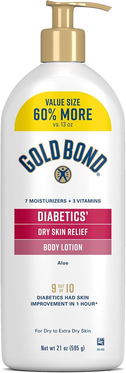 Loción corporal para diabéticos para piel seca, tamaño económico, 21 oz | Loción hidratante con vitamina E y aloe para calmar e hidratar la piel escamosa y áspera, formulada para la piel de los diabéticos.