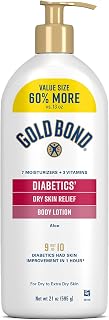 Gold Bond Diabetics' Dry Skin Relief Lotion 21oz Pump - Vitamin E, Aloe, 7 Moisturizers for 24Hr Flaky Skin Hydration