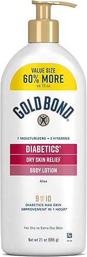 Gold Bond Loción corporal para aliviar la piel seca para diabéticos con vitamina E y aloe para calmar e hidratar la piel seca, escamosa y áspera,