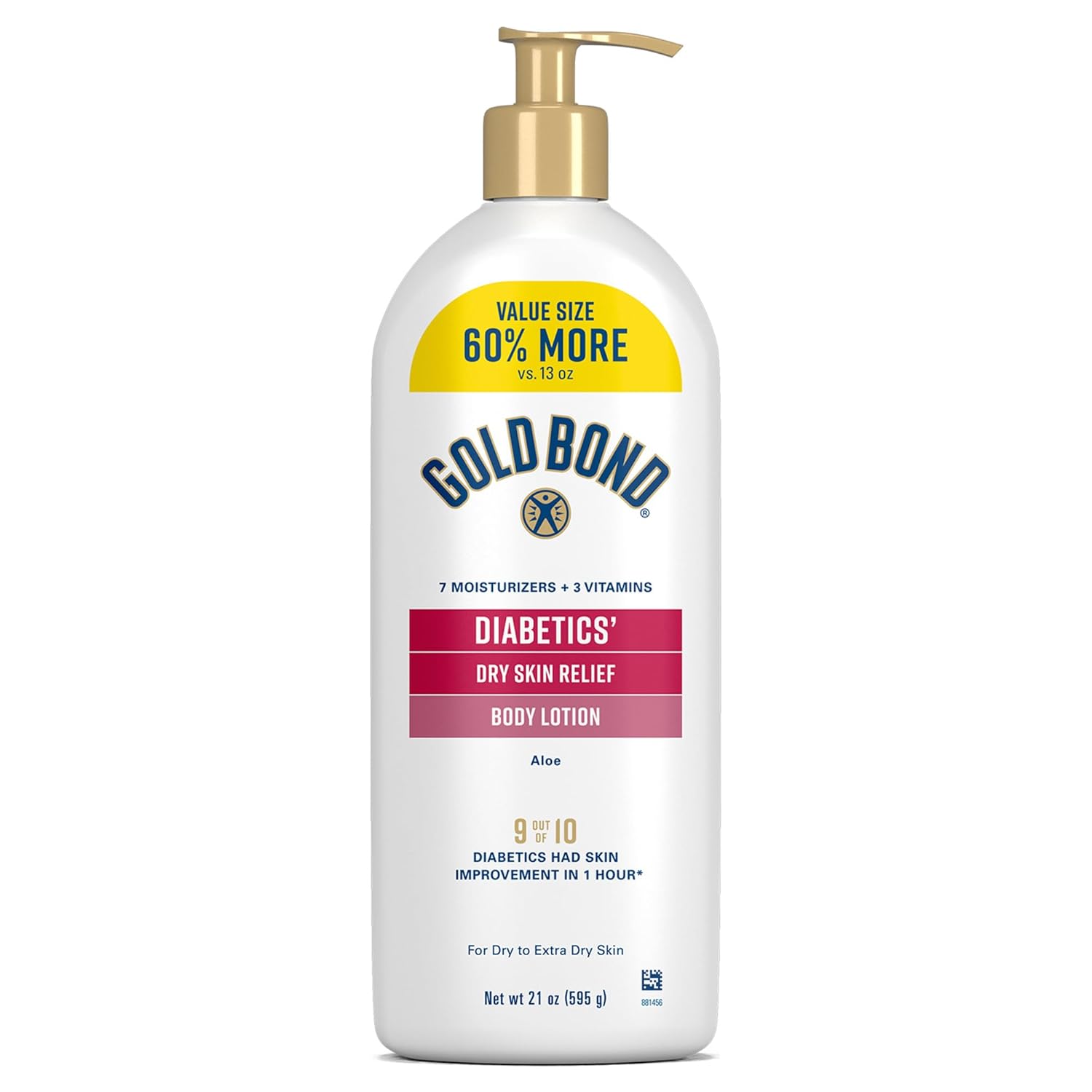 Gold Bond Diabetic Body Lotion, Dry Skin Relief with Vitamin E & Aloe to Soothe & Moisturize Flaky, Rough Skin, Value Size, 21 oz