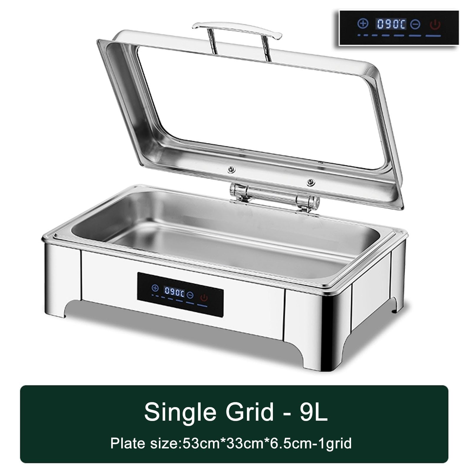 Vassoi per buffet per feste, buffet, server elettrico con temperatura regolabile 30-90 °C, controllo Smart Touch LED, discesa silenziosa, finestra in vetro di vista