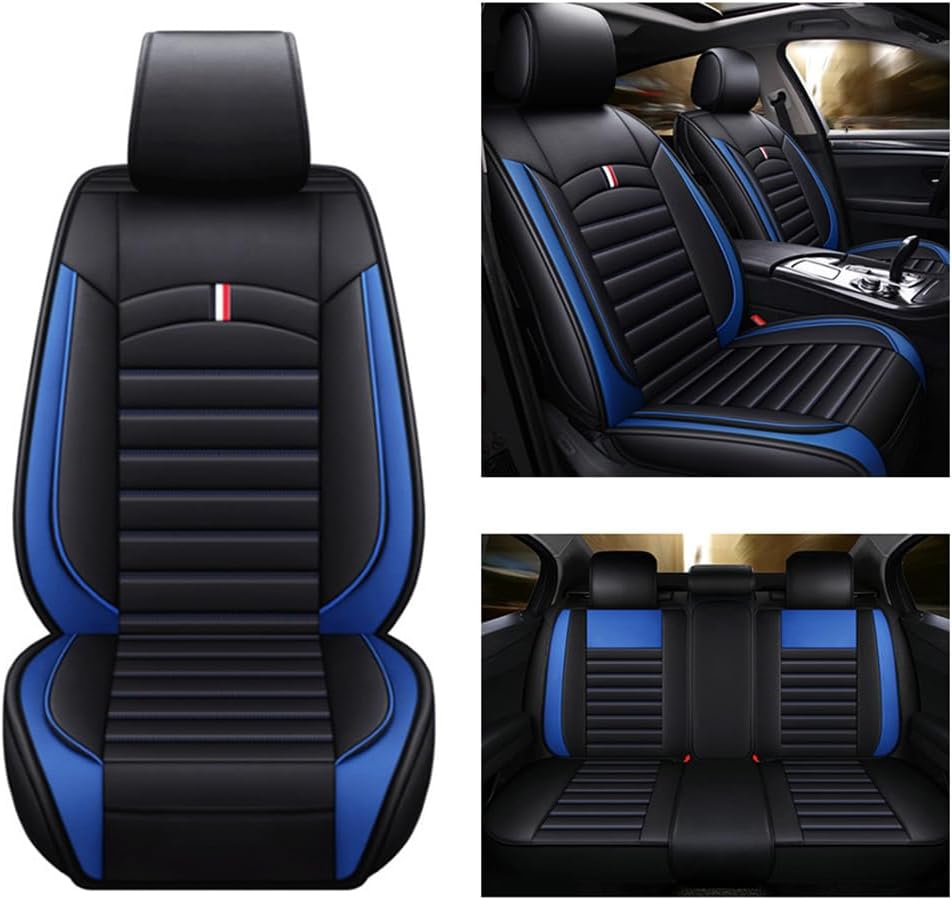 Car Seat Covers Full Set for Subaru for BRZ 2003-2025 Car Seat Protector Waterproof Leather Seat Cushion Interior Accessories MH84 Front Pair and Rear Black Blue