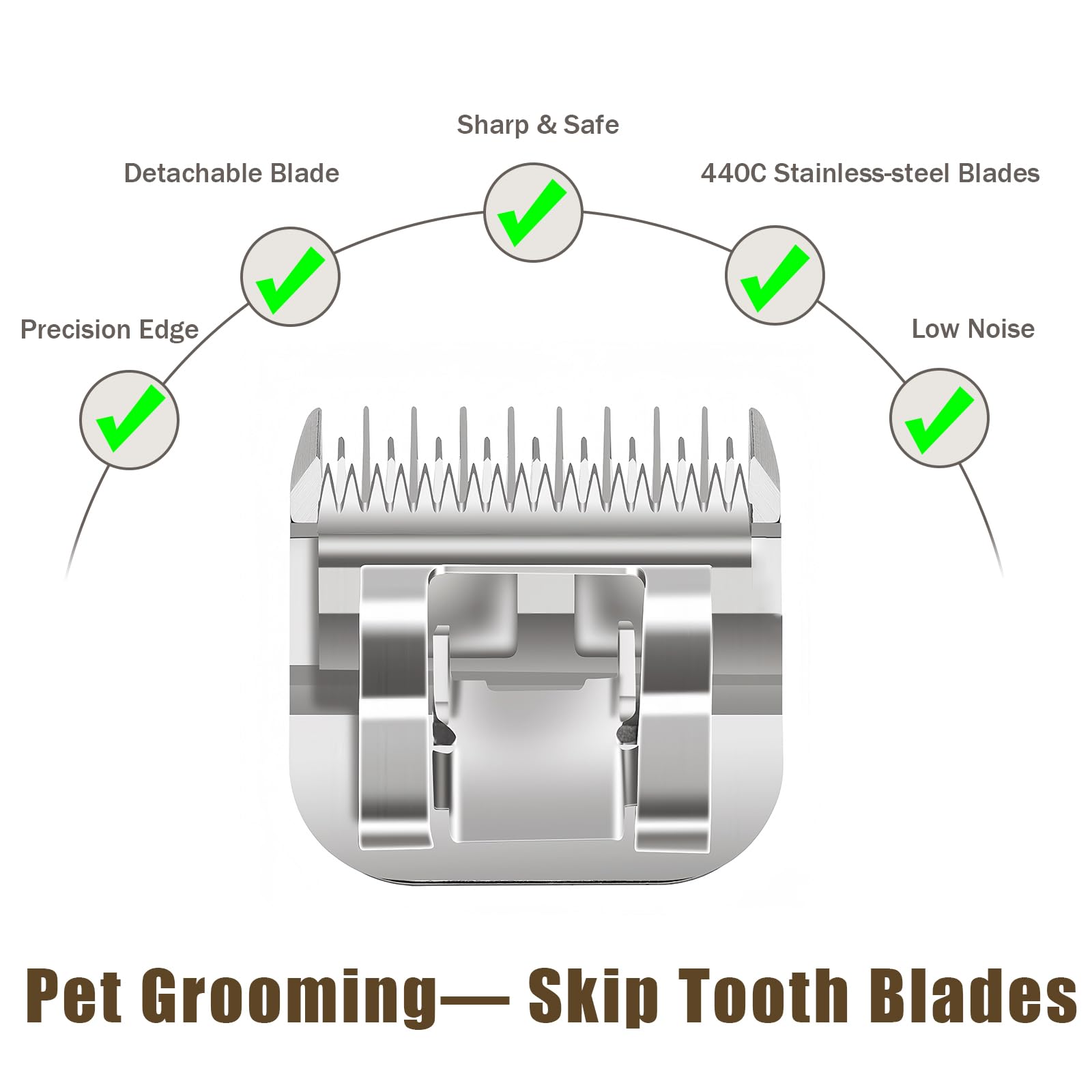 5 cuchillas de dientes desmontables, hoja de acero para aseo de perros compatible con cortadoras Andis, Oster A5, Wahl KM10, longitud de corte de 6,4 mm