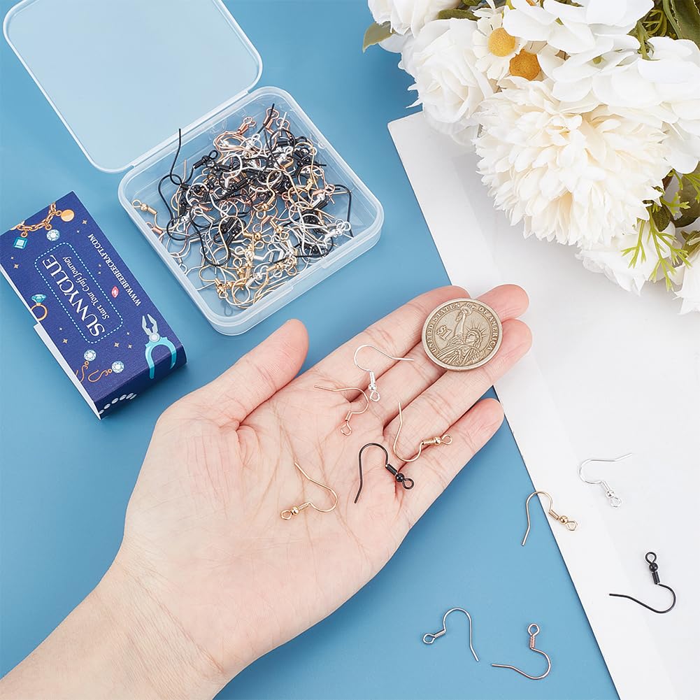 SUNNYCLUE 1 Box 100Pcs 5 Styles Stainless Steel Earring Hooks Fish Hook Earrings 18k Gold Plated French Earwires 925 Sterling Silver Plated Ear Wires Findings for Jewellery Making Earrings Supplies - Image 3