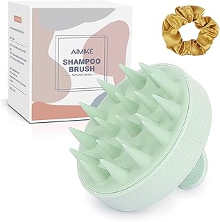Scalp Massager Shampoo Brush, Scalp Scrubber w/Soft Silicone Bristles, Scalp Brush/Exfoliator for Washing Hair, Dandruff Removal & Hair Growth Stimulator, Hair Scrubber on Wet Dry Hair - Green