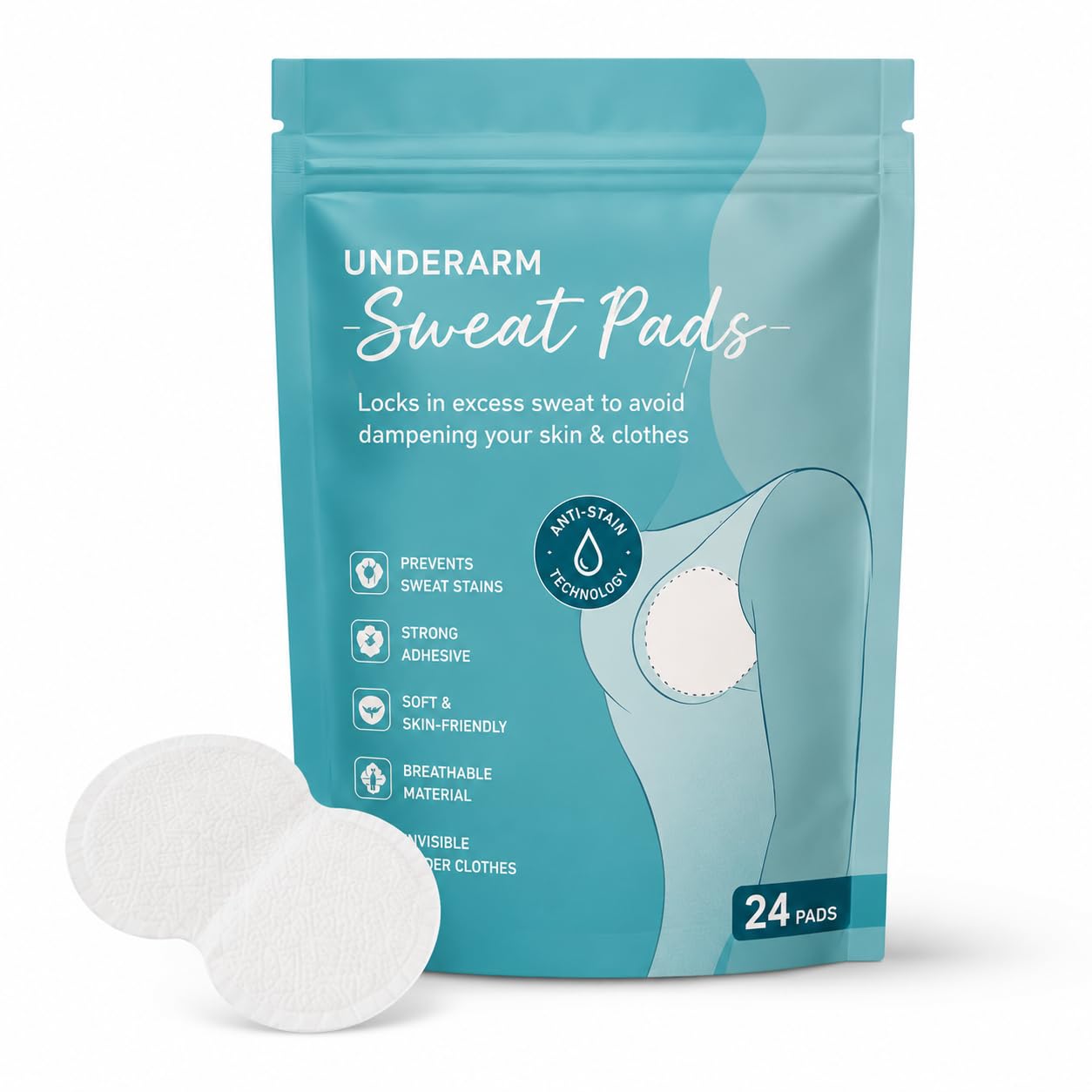 Disposable Underarm Sweat Protectors for Women & Men, Sweat Absorbing Armpit Shields, Peel-Off Anti Stain & Odour Guards for Shirts, Dresses & Office Wear, Invisible Clothing Protectors (20 Count)-image-23