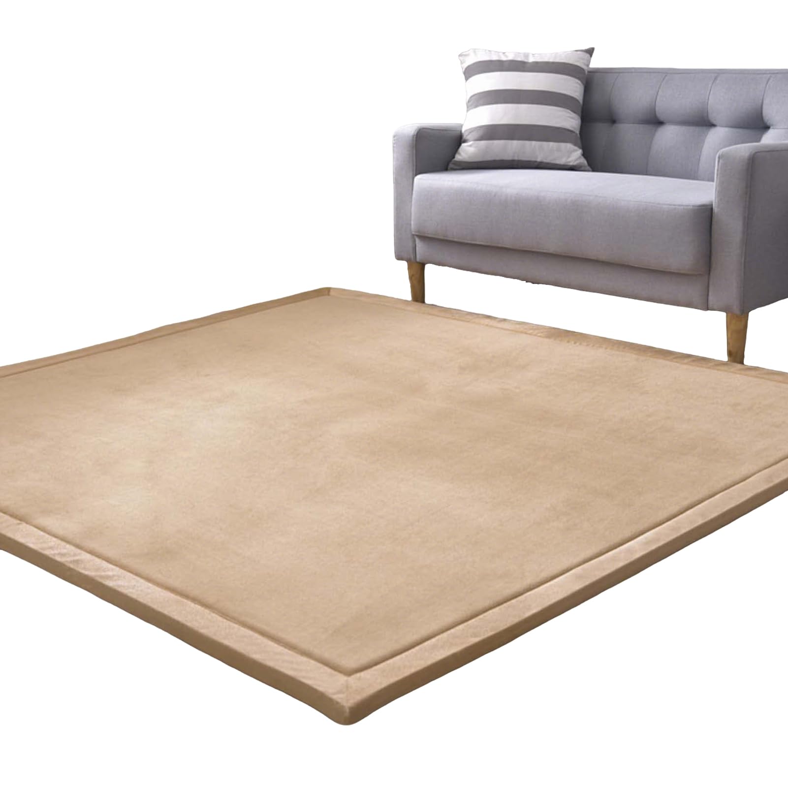 Baby Crawling Mat, Memory Foam Rug Large Nursery Play Mat 3cm Thick Area Rug Coral Velvet Rug for Tatami, Living Room, Bedroom, Non-Slip Playmats Activity Floor Mat for Babies Beige 200 x 300 cm
