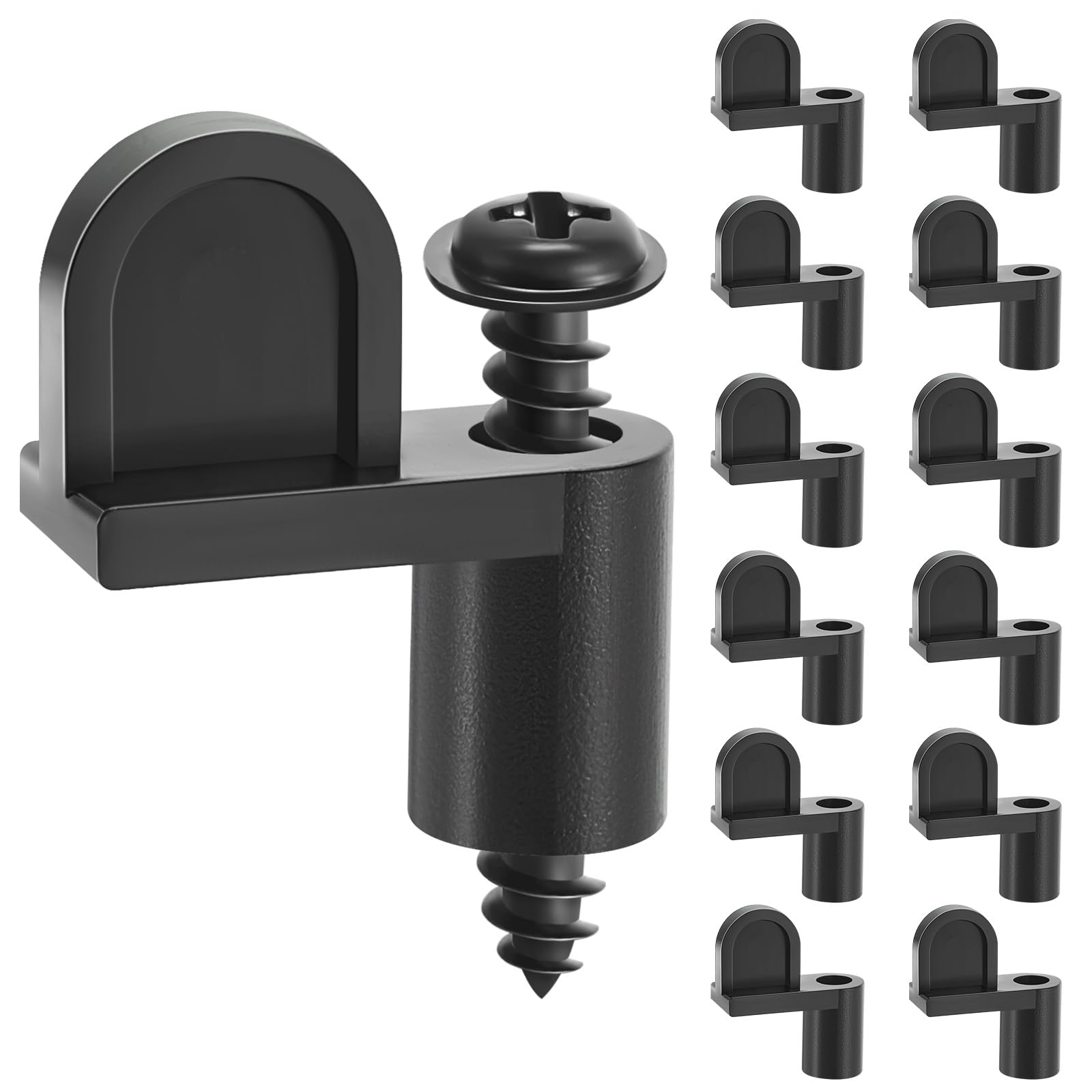 Blulu 12 Pack 3/8 in Nylon Window Screen Clip with Screws Offset Clips for Fastens Storm Window, Storm Panels, Screen Door Clips (Black)-image-12