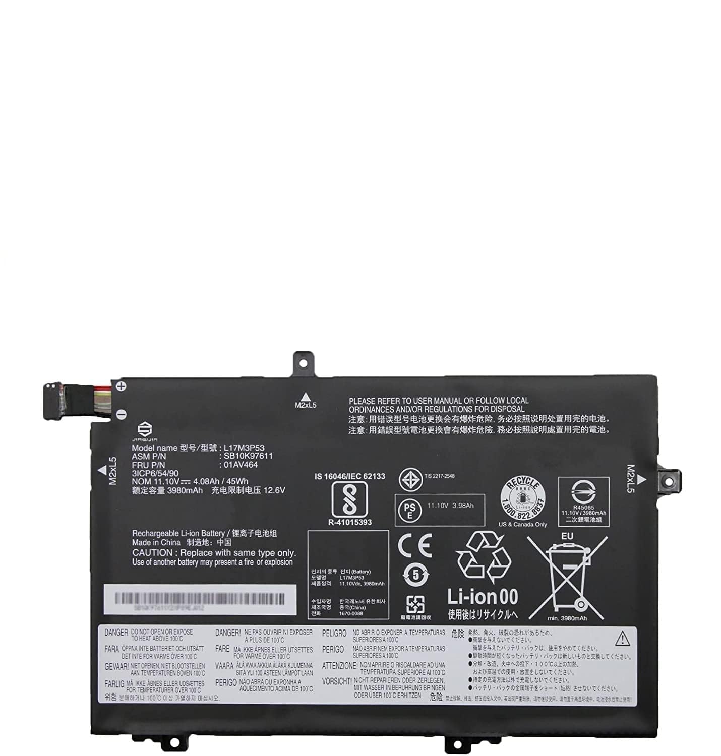 WISTAR L17C3P52 01AV464 Laptop Battery for Lenovo ThinkPad L480 L490 L580 L590 L14 L15 Series L17M3P53 SB10K97611 01AV466 L17C3P52 SB10K97613 L17L3P52 SB10K97610 01AV463 01AV465-image-22
