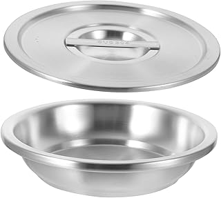 BESTOYARD 1 Conjunto De Prato De Jantar De Aço Inoxidável Prato De Aço Inoxidável Lanches Prato De Servir Com Tampa Recipiente De Placa Pinner Com Tampa Utensílios De Mesa Domésticos  