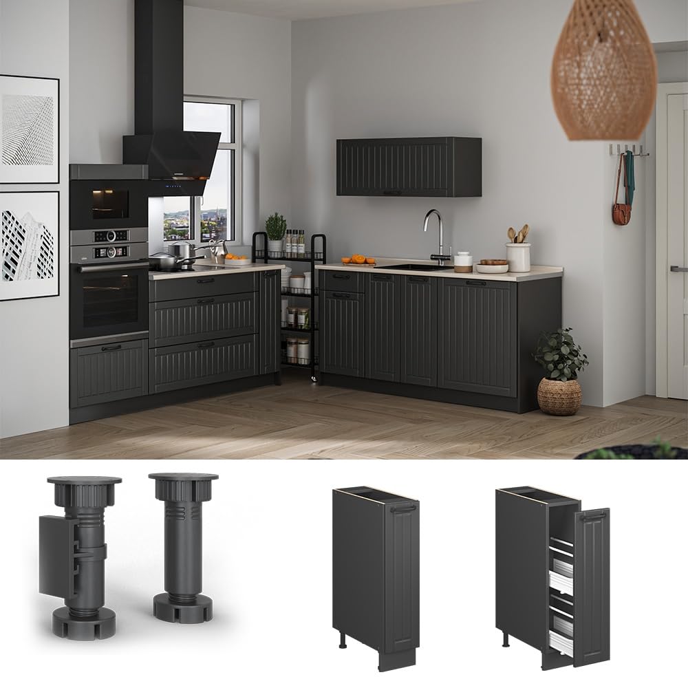 Vicco Colonna dispensa cucina Fame-Line Grigio scuro/Antracite 20 cm