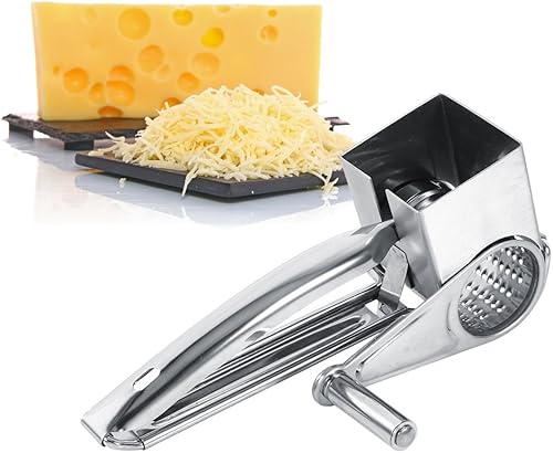 Rallador de queso de acero inoxidable rotativo multifuncional para manualidades, 1 tambores rebanada de trituración, ralladores de herramientas