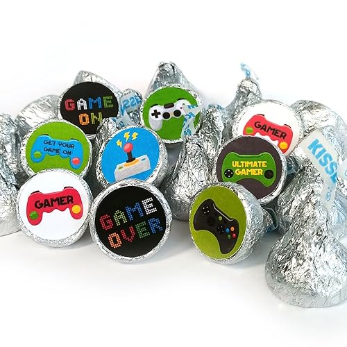 Video Games Labels for HERSHEYS KISSES Chocolates by Adore By Nat - Birthday Candy Sticker Party Favor - Set of 240