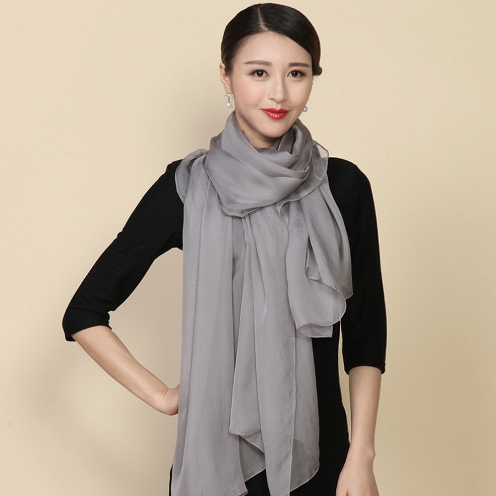 Quatre Saisons Disponibles Couleur Unie Foulards en Soie Dames Anniversaire Soie Foulards en Soie Écharpes Châles,C
